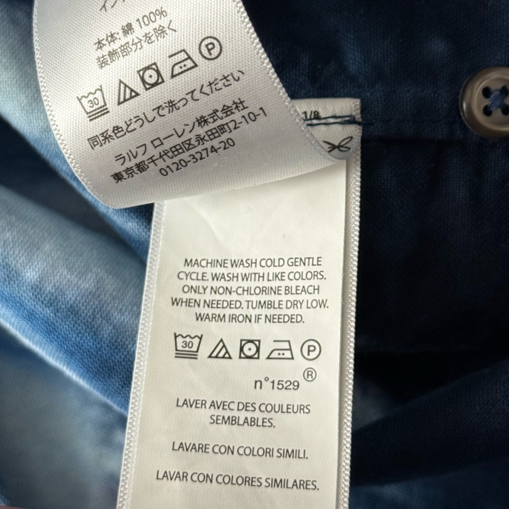Polo Ralph Lauren Blue Tie Dye Oxford Shirt Logo Button Down Festival Statement - Picture 11 of 12